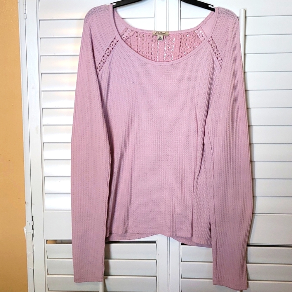 Lucky Brand XL, light purple/lilac cotton top with decorative back.